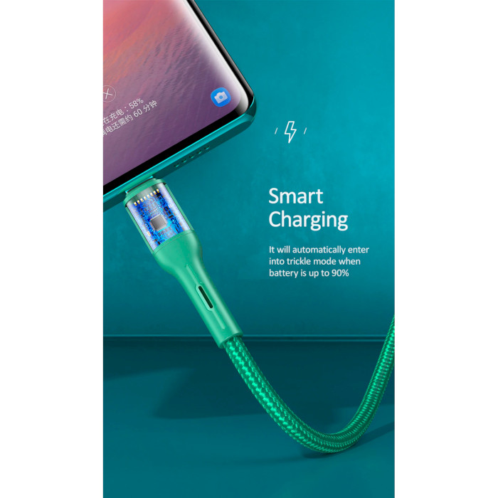 Кабель USAMS US-SJ460 Type-C U-Bob Smart Power-off Cable 1.2м Green (SJ460USB02)