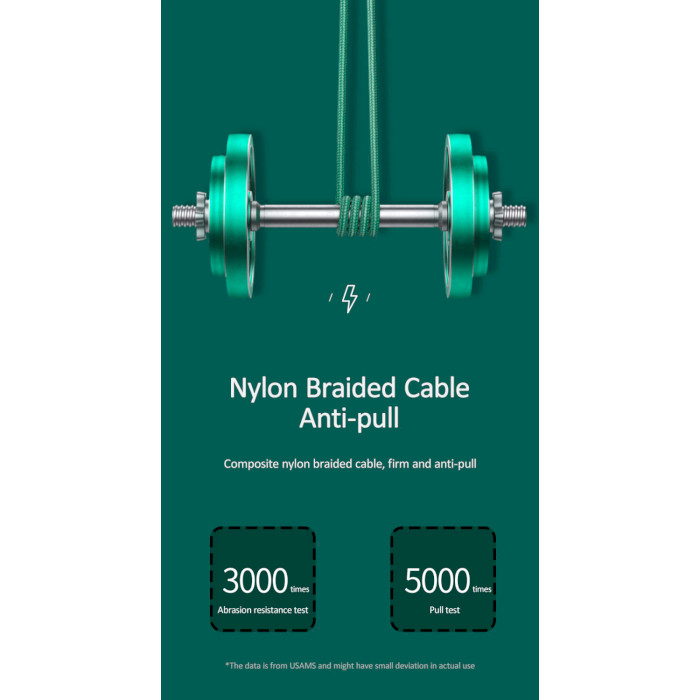 Кабель USAMS US-SJ460 Type-C U-Bob Smart Power-off Cable 1.2м Green (SJ460USB02)