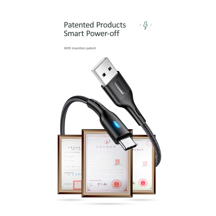 Кабель USAMS US-SJ460 Type-C U-Bob Smart Power-off Cable 1.2м Green (SJ460USB02)