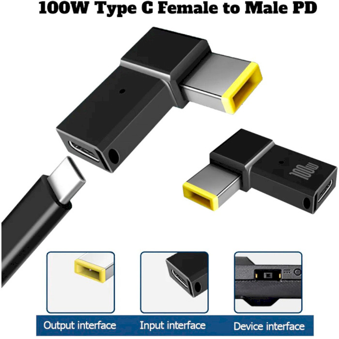 Адаптер STLAB PD 100W USB Type-C(F) to DC Jack Square Mouth (M) for Lenovo