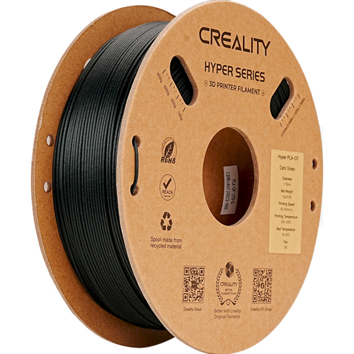 Пластик (філамент) для 3D принтера CREALITY Hyper PLA-CF 1.75mm, 1кг, Dark Green (3301060016)