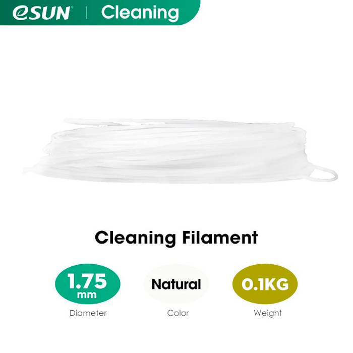 Пластик (филамент) для очищения сопла 3D принтера ESUN eClean 1.75mm, 0.1кг, Natural (CLN175N01)