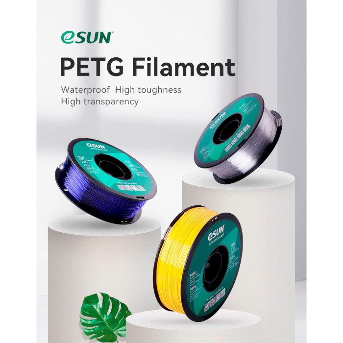 Пластик (філамент) для 3D принтера ESUN PETG 1.75mm, 1кг, Transparent Green (PETGREFILL175G-WE)