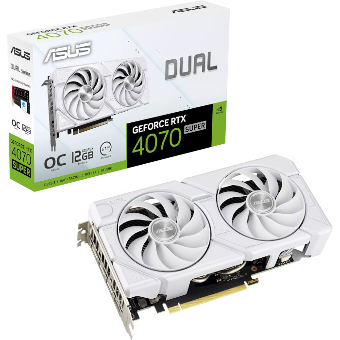 Відеокарта ASUS Dual GeForce RTX 4070 Super EVO White OC Edition 12GB GDDR6X (DUAL-RTX4070S-O12G-EVO-WHITE)