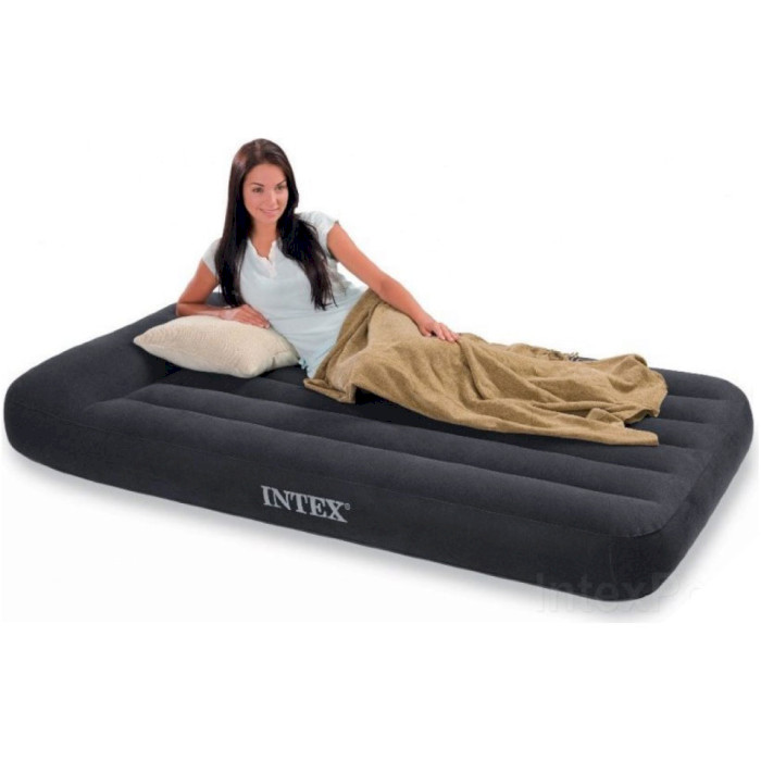 Матрац надувний c підголівником INTEX Twin Pillow Rest Classic Airbed 191x99 Blue (64146)