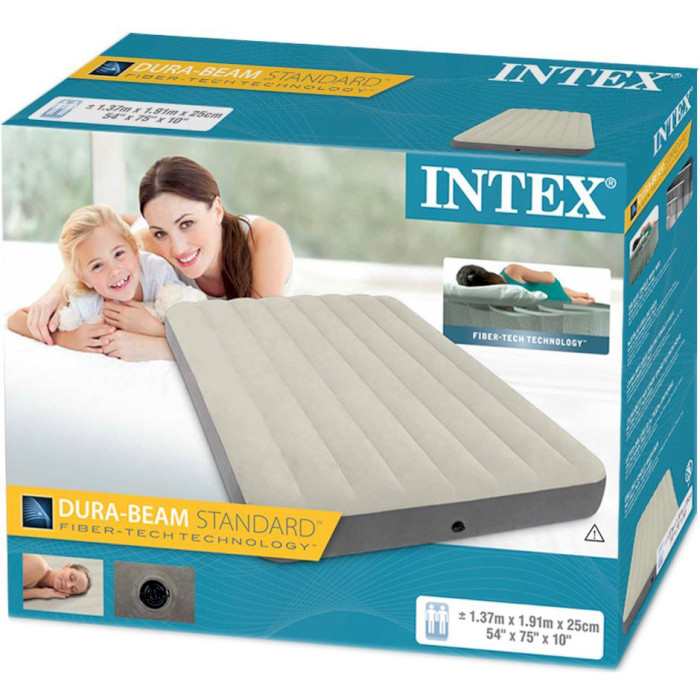 Надувний матрац INTEX Dura-Beam Standard Single-High Air Mattress Series 191x137 Beige (64102)