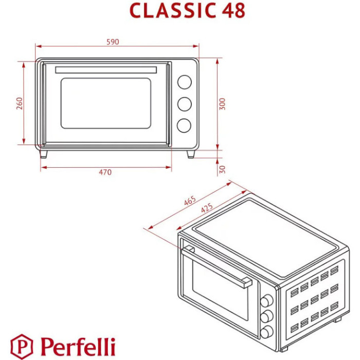 Электропечь PERFELLI Classic 48 Black