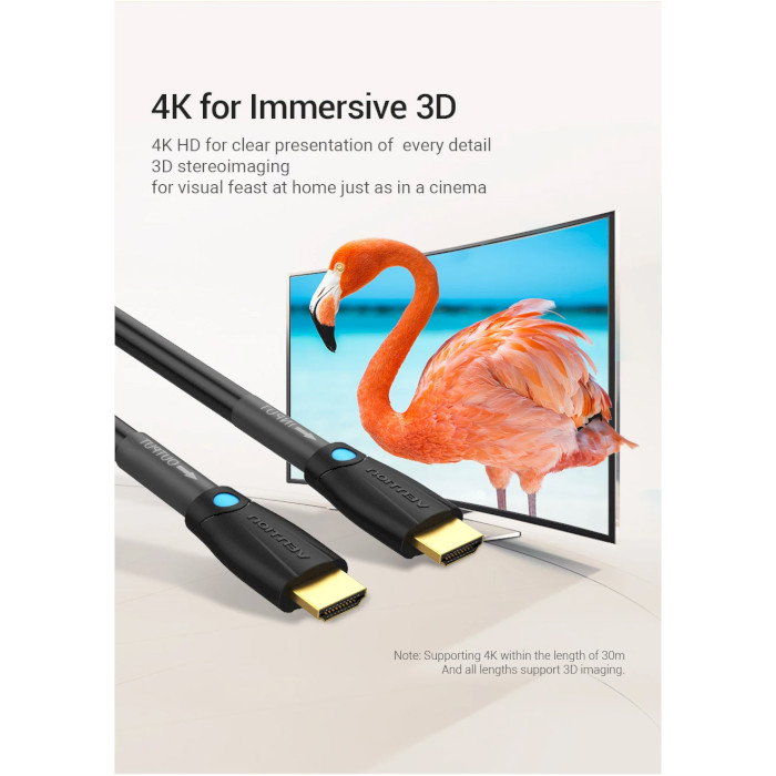 Кабель VENTION HDMI Cable for Structure Cabling Engineering HDMI v2.0 10м Black (AAMBL)