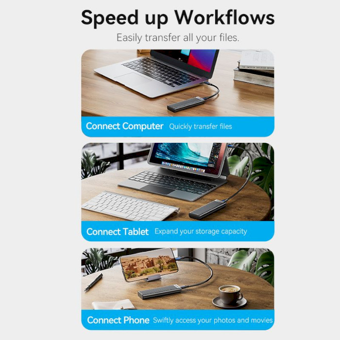 Кишеня зовнішня VENTION KPKH0 NVMe PCIe M.2 to USB 3.2 Space Gray