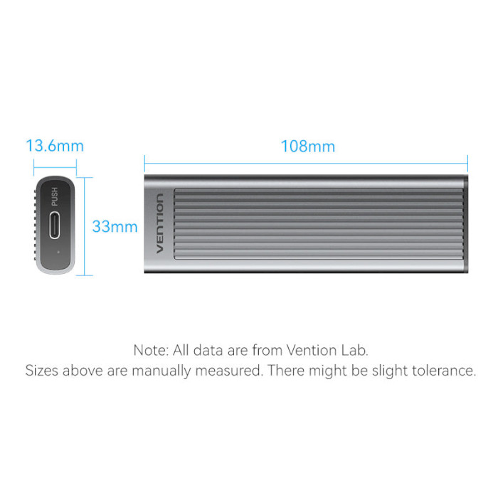 Кишеня зовнішня VENTION KPKH0 NVMe PCIe M.2 to USB 3.2 Space Gray