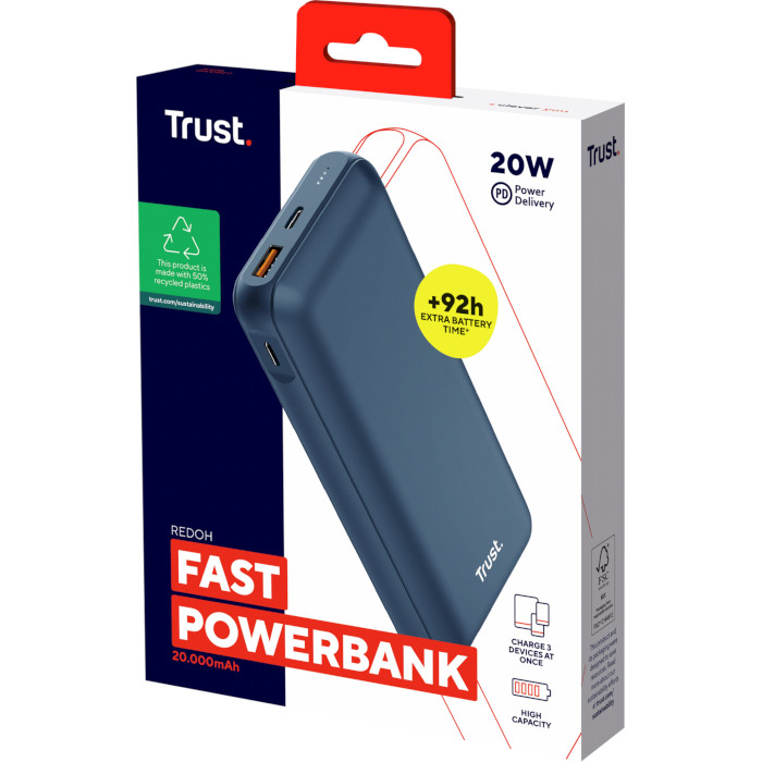 Повербанк TRUST Redoh 20000mAh Blue (25034)