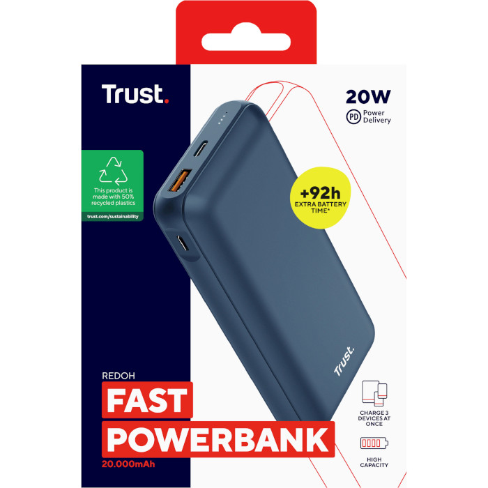 Повербанк TRUST Redoh 20000mAh Blue (25034)