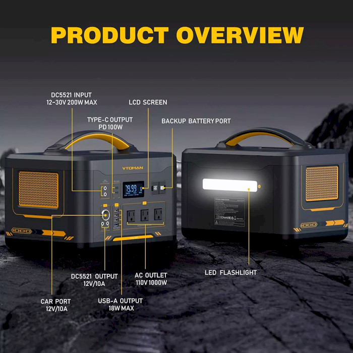 Зарядная станция VTOMAN Jump 1000 + Jump 1548Wh Extra Battery