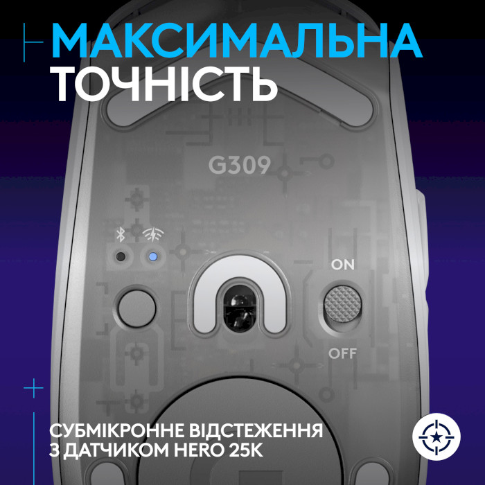 Мышь игровая LOGITECH G309 Lightspeed White (910-007207)