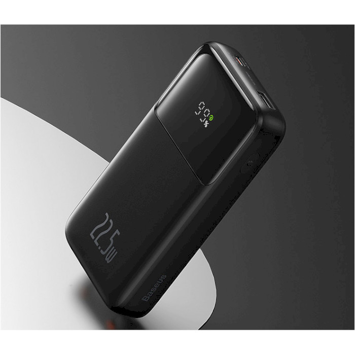 Повербанк BASEUS Comet Series Dual Cable Digital Display Fast Charge Power Bank 22.5W 20000mAh Black (PPMD020101)