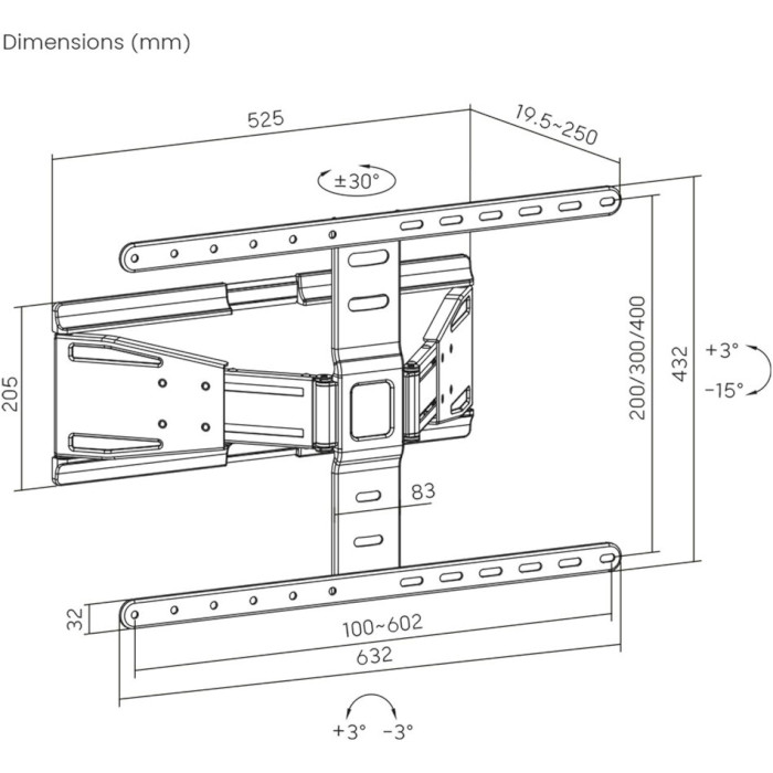 Крепление настенное для ТВ UNIBRACKET SLIM64 43"-90" Black