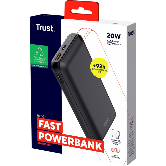 Повербанк TRUST Redoh 20000mAh Black (24880)