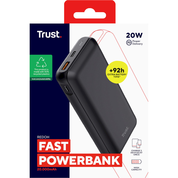 Повербанк TRUST Redoh 20000mAh Black (24880)