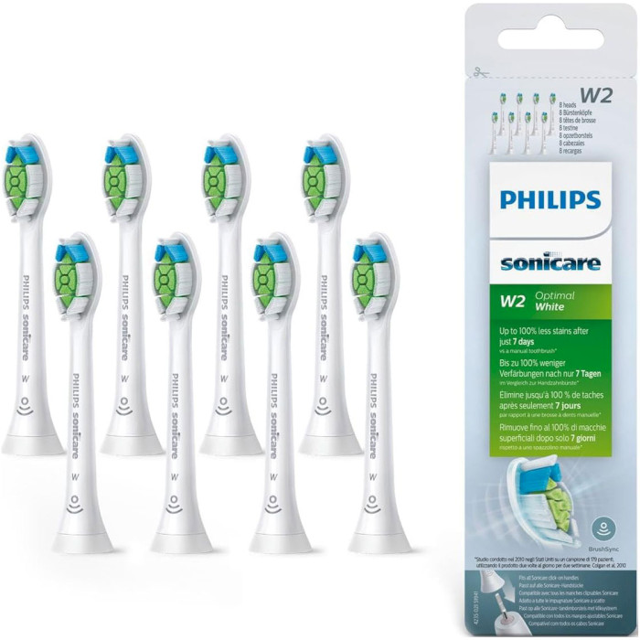 Насадка для зубної щітки PHILIPS Sonicare W2 Optimal White 8шт (HX6068/12)