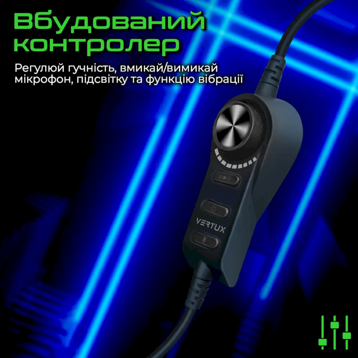 Навушники геймерскі VERTUX Warfare Black