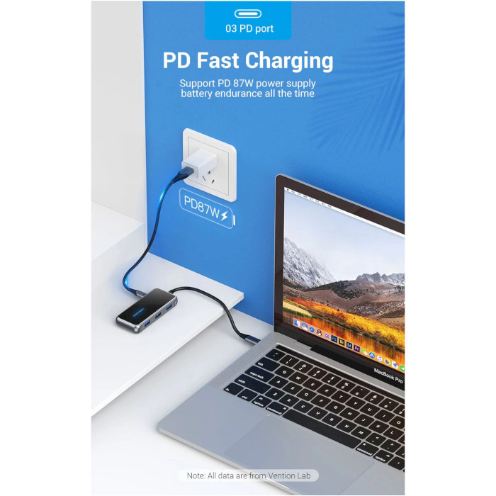 Порт-реплікатор VENTION 6-in-1 USB-C to HDMI/USB3.0x3/RJ-45/PD (TFFHB)