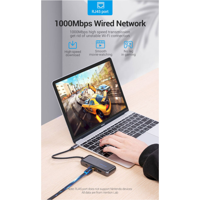 Порт-реплікатор VENTION 6-in-1 USB-C to HDMI/USB3.0x3/RJ-45/PD (TFFHB)