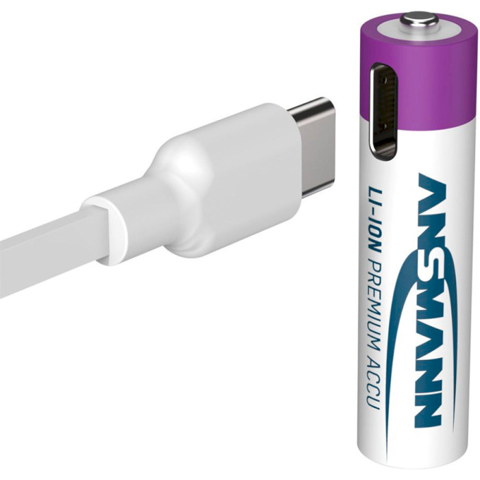 Аккумулятор ANSMANN AAA 500mAh, Type-C зарядка 4шт/уп (1311-0028)