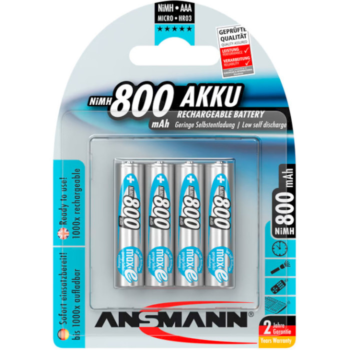 Акумулятор ANSMANN AAA 800mAh maxE 4шт/уп (5035042)