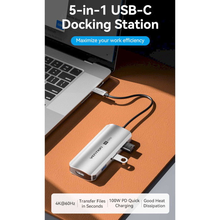 Порт-репликатор VENTION 5-in-1 USB-C to HDMI/USB3.0x3/PD (TQDHB)