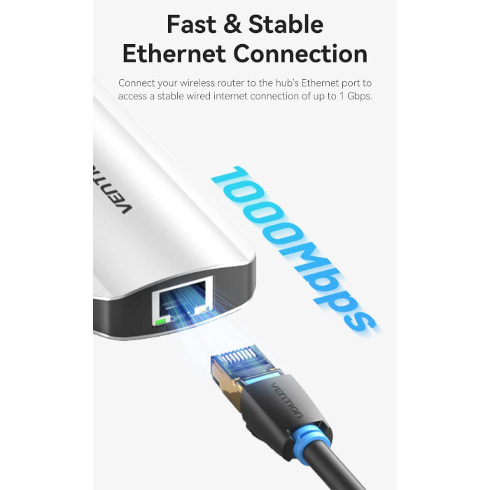 Порт-репликатор VENTION 6-in-1 USB-C to HDMI/USB3.0x3/RJ-45/PD (TQHHB)