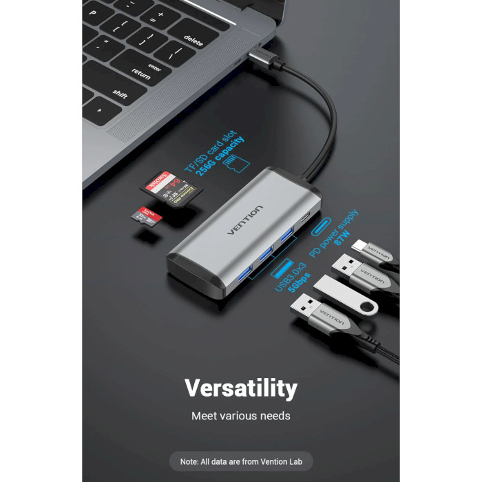 Порт-репликатор VENTION 6-in-1 USB-C to USB3.0x3/SD/TF/PD (TGRHB)