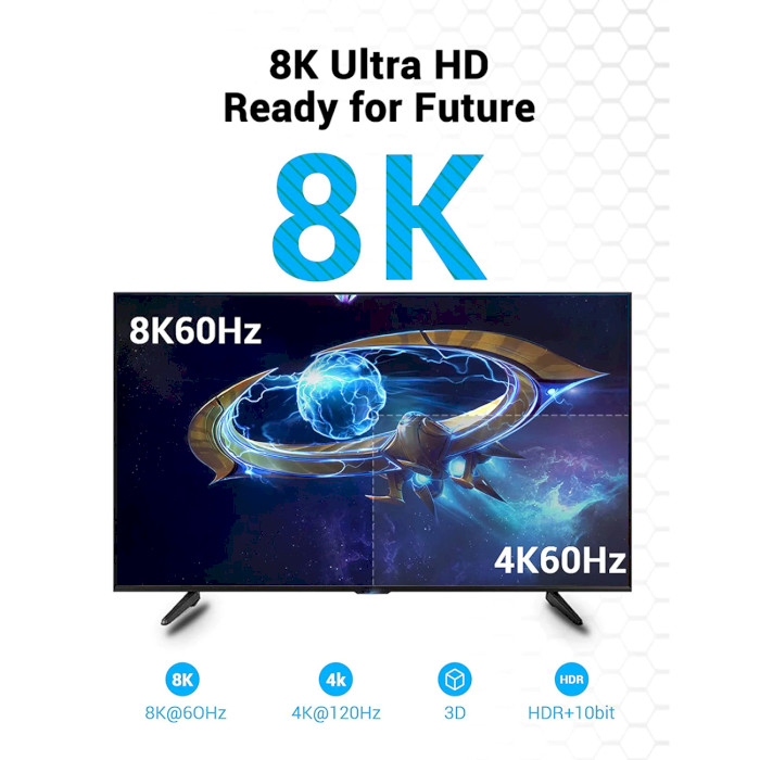 Кабель VENTION HDMI v2.1 1.5м Black (AANBG)