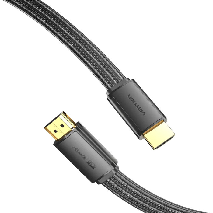 Кабель VENTION Flat Nylon Braided 8K HDMI Male to Male HD Cable HDMI v2.1 2м Black (ALKBH)