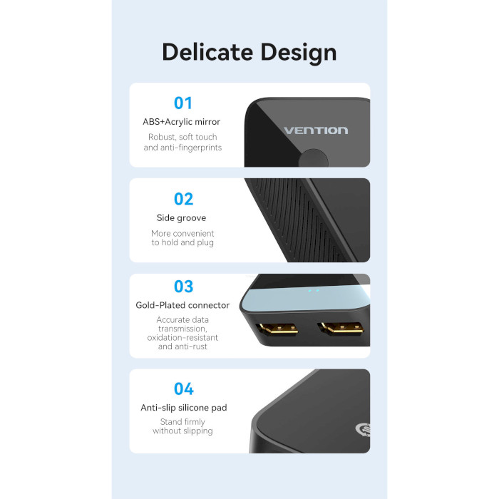 HDMI світч 1 to 2 VENTION 2-Port HDMI Bi-Direction 4K Switcher (AKOB0)