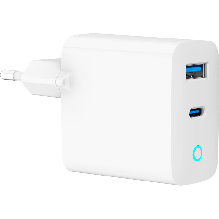 Зарядний пристрій GEMBIRD 1xUSB-A, 1xUSB-C, PD+QC3.0 65W White (TA-UC-PDQC65L-W-01)