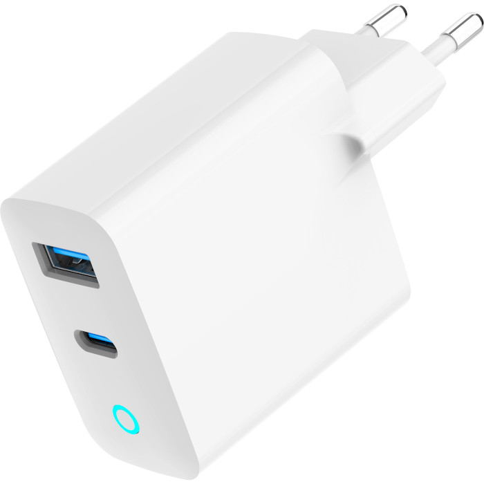 Зарядний пристрій GEMBIRD 1xUSB-A, 1xUSB-C, PD+QC3.0 65W White (TA-UC-PDQC65L-W-01)