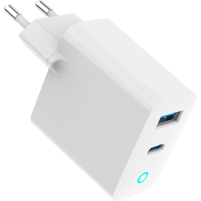 Зарядний пристрій GEMBIRD 1xUSB-A, 1xUSB-C, PD+QC3.0 65W White (TA-UC-PDQC65L-W-01)