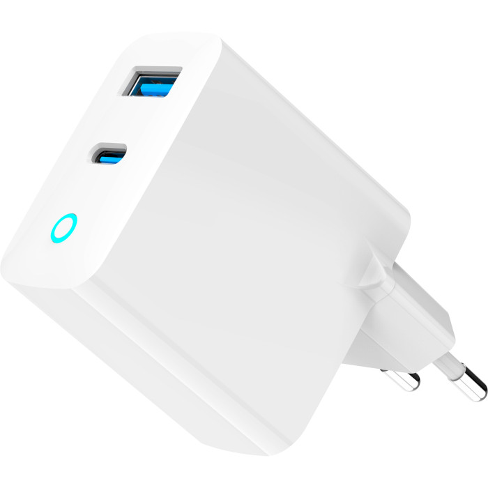 Зарядний пристрій GEMBIRD 1xUSB-A, 1xUSB-C, PD+QC3.0 65W White (TA-UC-PDQC65L-W-01)