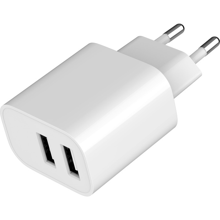 Зарядний пристрій GEMBIRD 2xUSB-A, 2.4A, 12W White (TA-UC-2A12-01)