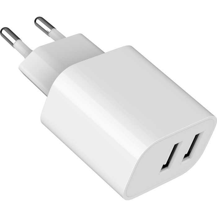 Зарядний пристрій GEMBIRD 2xUSB-A, 2.4A, 12W White (TA-UC-2A12-01)