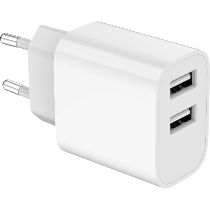 Зарядний пристрій GEMBIRD 2xUSB-A, 2.4A, 12W White (TA-UC-2A12-01)