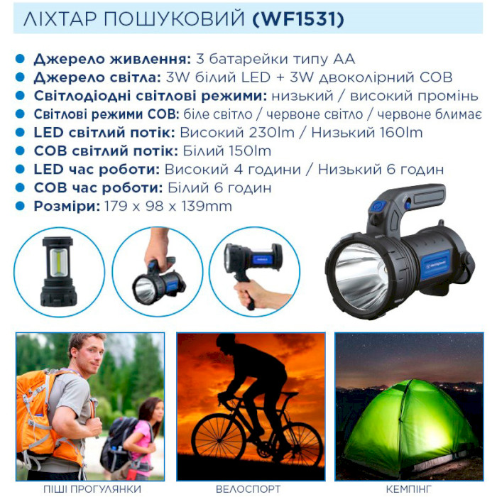 Фонарь поисковый WESTINGHOUSE WF1531 + WF87 Red