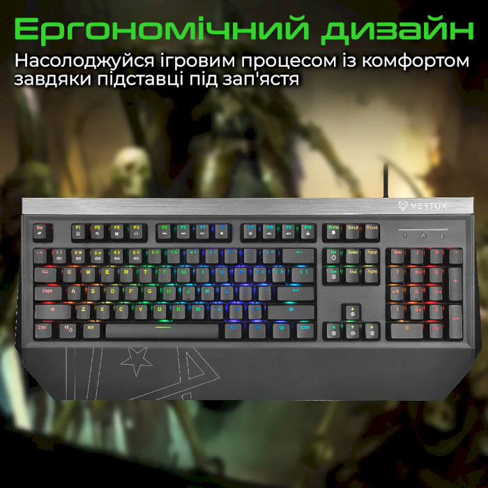 Клавіатура VERTUX Tantalum Outemu Blue Switch Black