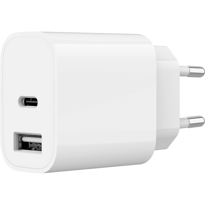 Зарядное устройство GEMBIRD 1xUSB-A, 1xUSB-C, 2.4A, 12W White (TA-UC-2AC12-01)