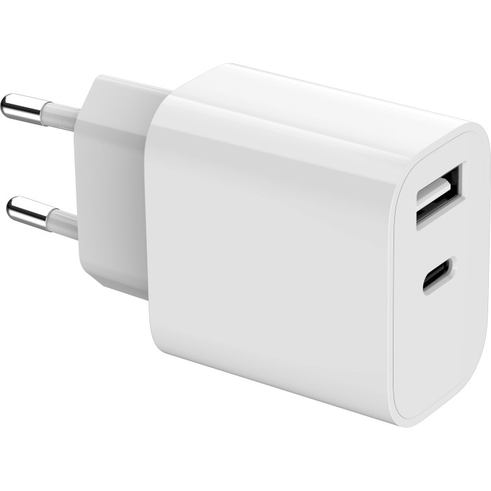 Зарядное устройство GEMBIRD 1xUSB-A, 1xUSB-C, 2.4A, 12W White (TA-UC-2AC12-01)