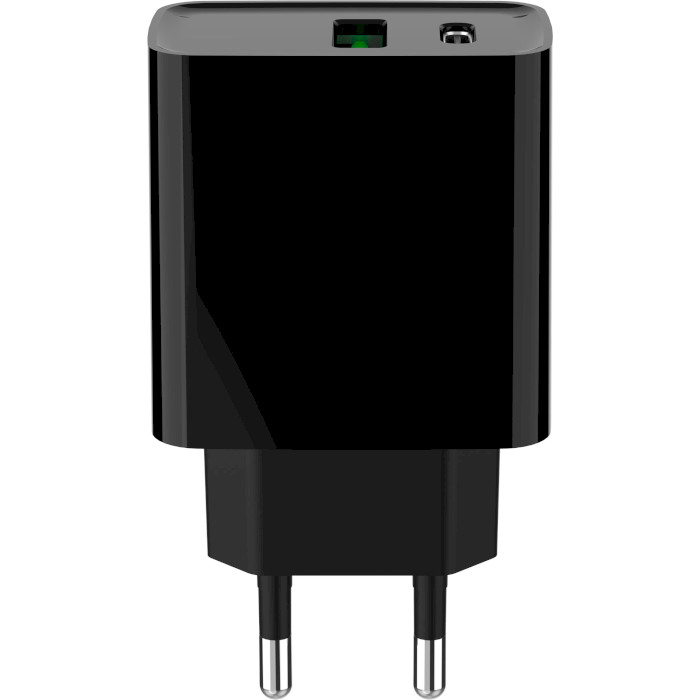 Зарядний пристрій GEMBIRD 1xUSB-A, 1xUSB-C, PD+QC3.0 20W Black (TA-UC-PDQC20-01-BK)