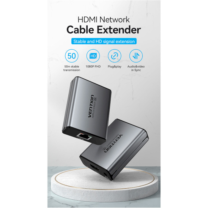 Удлинитель HDMI по витой паре VENTION HDMI Network Cable Extender v1.4 Gray (AKGH0-EU)