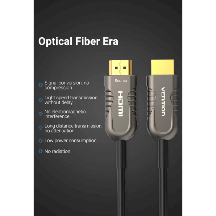 Кабель оптичний (AOC) VENTION 8K Optical Fiber Cable HDMI v2.1 15м Black (AAZBN)