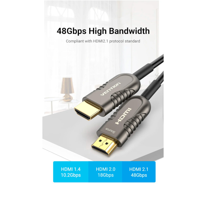 Кабель оптический (AOC) VENTION 8K Optical Fiber Cable HDMI v2.1 15м Black (AAZBN)