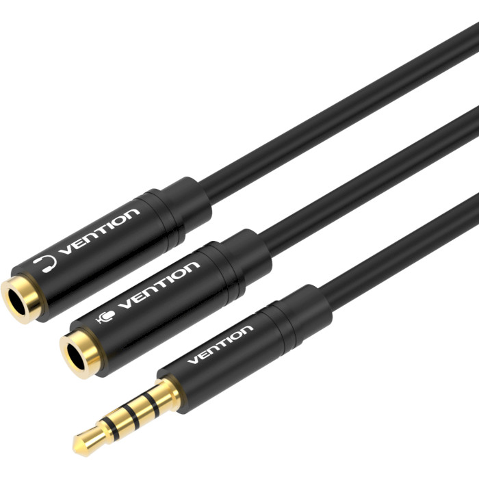 Спліттер VENTION 3.5mm One for Two Stereo Splitter Cable mini-jack 3.5мм - 2 x mini-jack 3.5мм 0.3м Black (BBVBY)